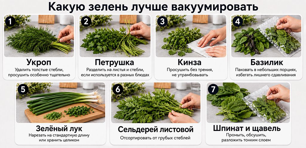 Какую зелень лучше вакуумировать