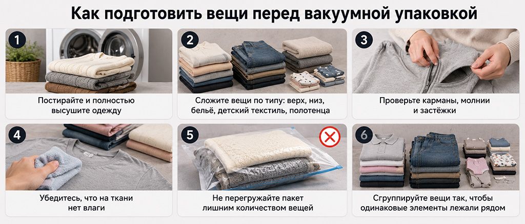 Как подготовить вещи перед вакуумной упаковкой