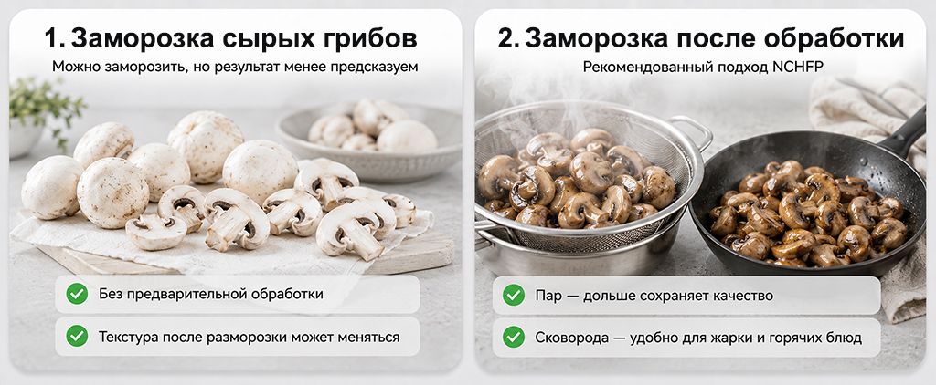 Замораживать грибы сырыми или приготовленными?