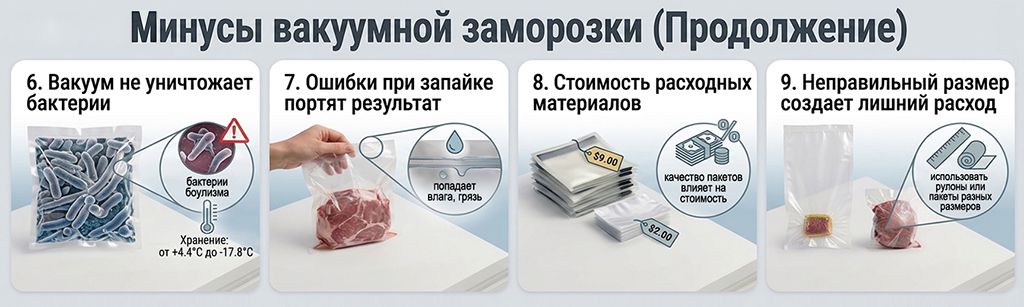 Минусы вакуумной заморозки