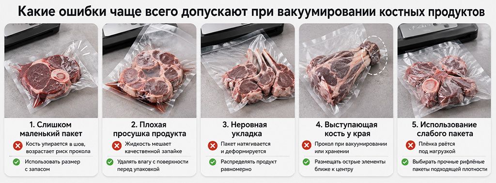 Какие ошибки чаще всего допускают при вакуумировании костных продуктов