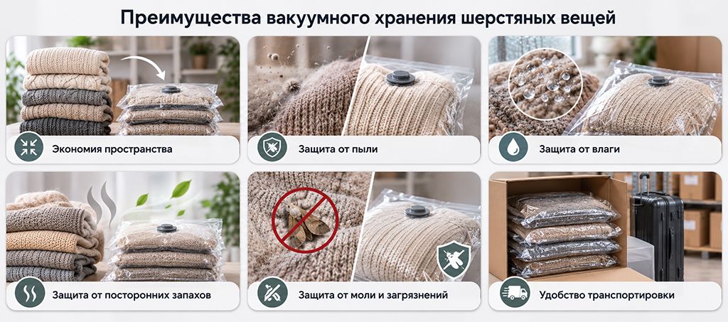 Преимущества вакуумного хранения шерстяных вещей