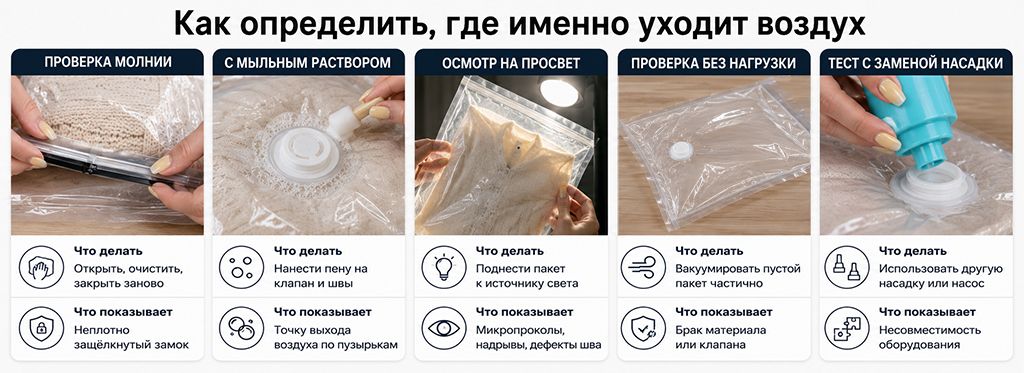 Как определить, где именно уходит воздух
