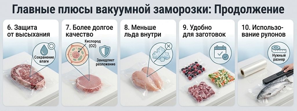 Главные плюсы вакуумной заморозки