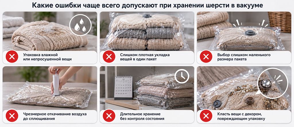 Какие ошибки чаще всего допускают при хранении шерсти в вакууме