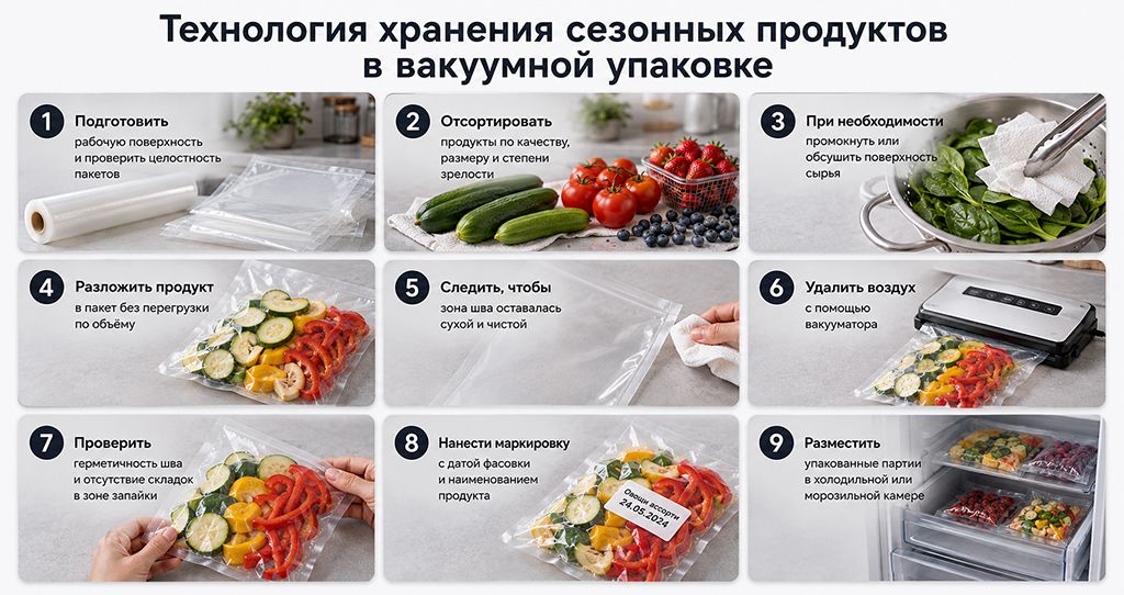 Технология хранения сезонных продуктов в вакуумной упаковке Технология хранения сезонных продуктов в вакуумной упаковке