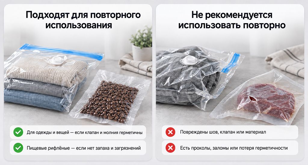 Какие вакуумные пакеты KIMA подходят для многократного применения