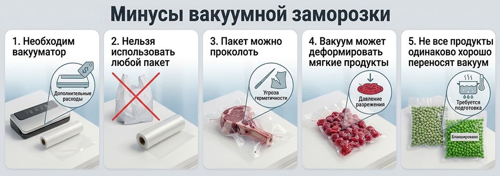 Минусы вакуумной заморозки