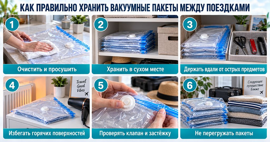 Как правильно хранить вакуумные пакеты между поездками